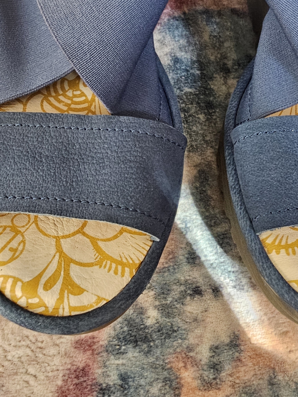Fly London Blue Leather & Elastic Strap Platform Sandals - Picture 8 of 11